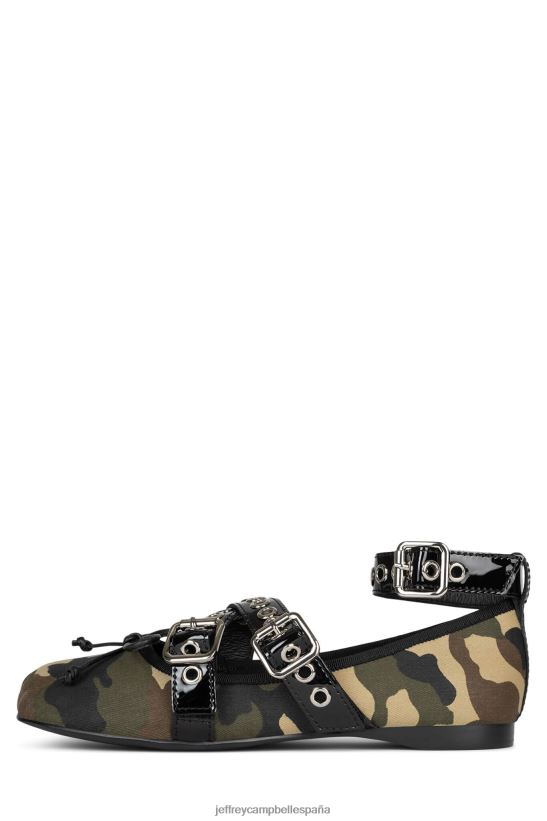 mujer Jeffrey Campbell coreo camuflaje caqui negro PHXV4X212 zapatillas de ballet