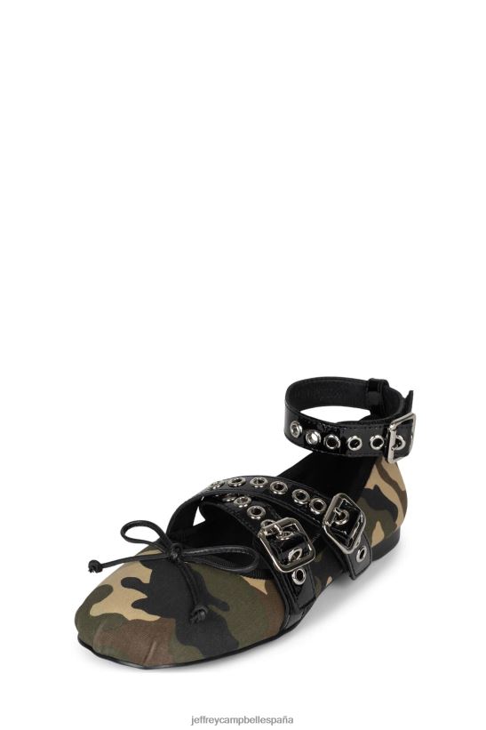 mujer Jeffrey Campbell coreo camuflaje caqui negro PHXV4X212 zapatillas de ballet