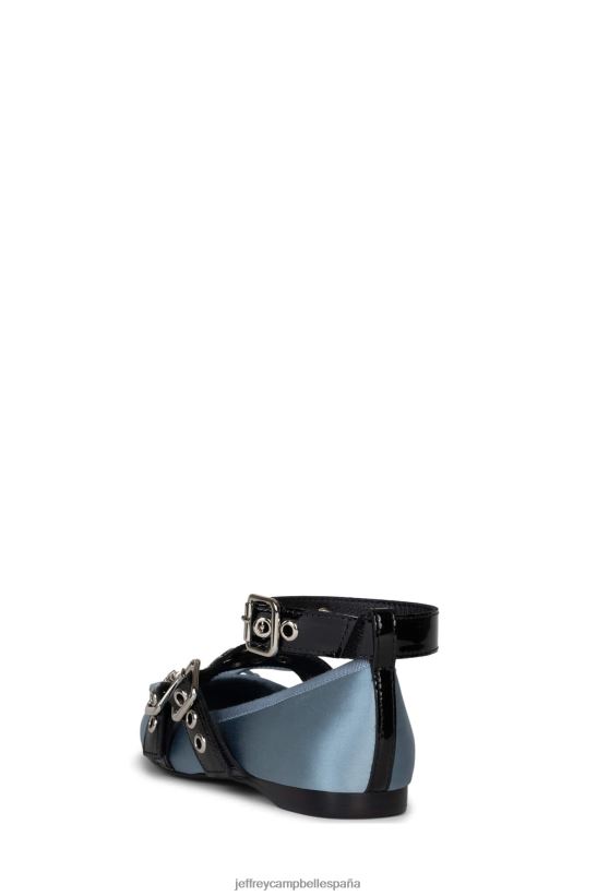 mujer Jeffrey Campbell coreo charol negro satinado azul PHXV4X209 zapatillas de ballet