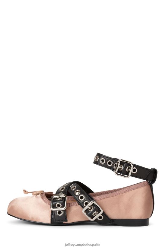 mujer Jeffrey Campbell coreo negro satinado natural PHXV4X210 zapatillas de ballet
