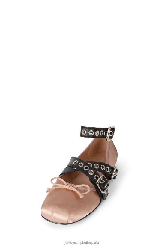 mujer Jeffrey Campbell coreo negro satinado natural PHXV4X210 zapatillas de ballet