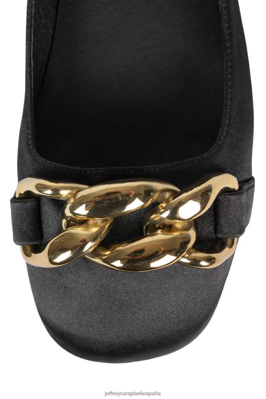 mujer Jeffrey Campbell onegin oro negro satinado PHXV4X189 zapatillas de ballet