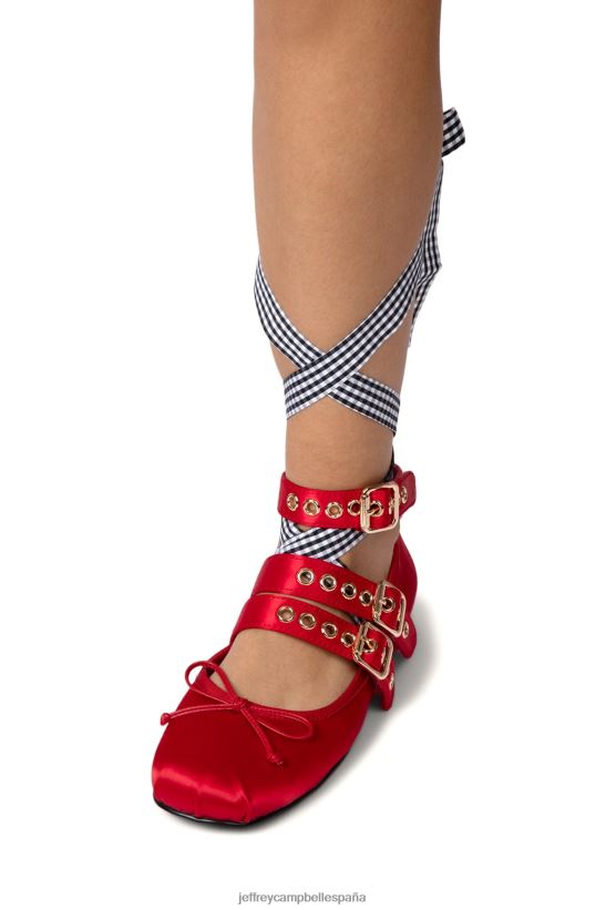mujer Jeffrey Campbell papeleta rojo satinado negro blanco guinga PHXV4X208 zapatillas de ballet