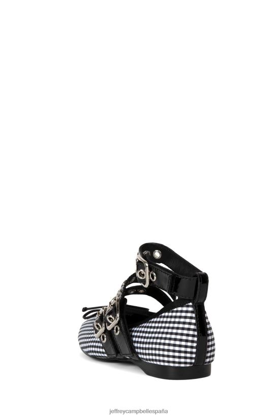 mujer Jeffrey Campbell rina charol negro vichy blanco PHXV4X203 zapatillas de ballet
