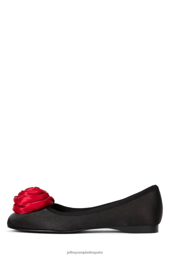 mujer Jeffrey Campbell roseta negro satinado rojo PHXV4X206 zapatillas de ballet