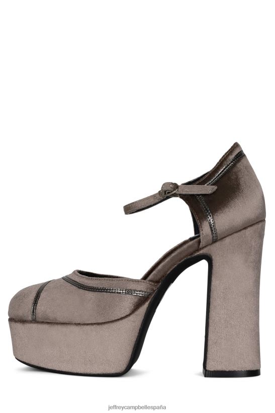 mujer Jeffrey Campbell Bajo abajo peltre de terciopelo topo PHXV4X1293 bomba de plataforma
