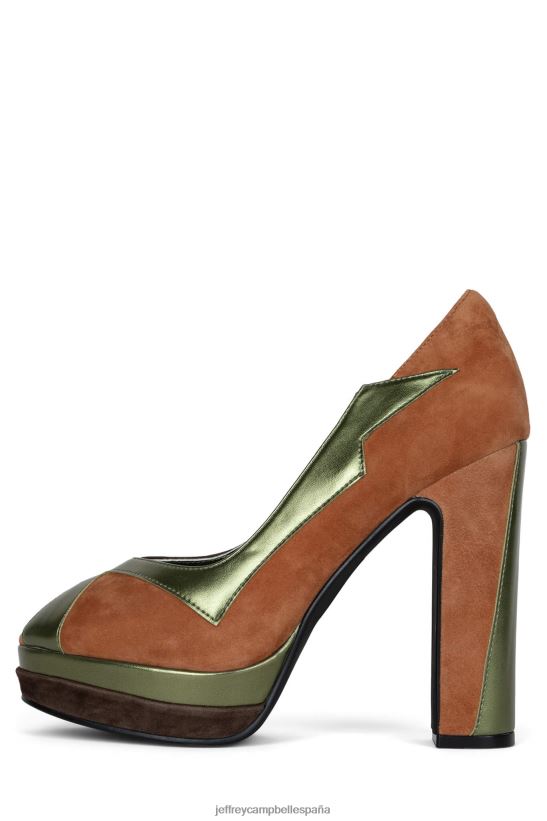 mujer Jeffrey Campbell chica mala combo verde ante marron PHXV4X1304 bomba de plataforma