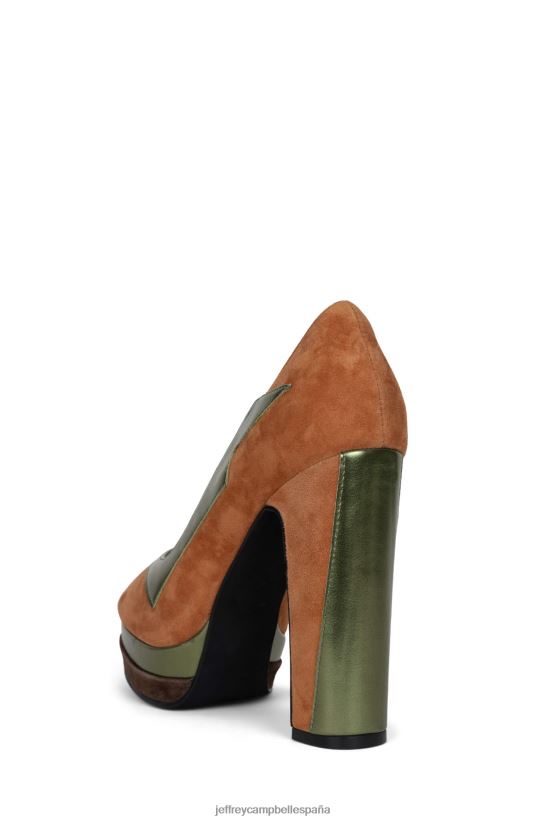 mujer Jeffrey Campbell chica mala combo verde ante marron PHXV4X1304 bomba de plataforma