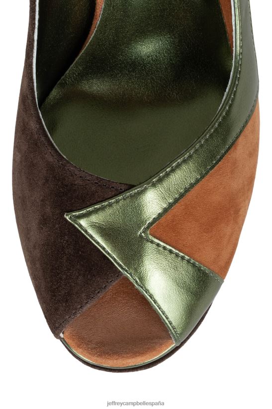 mujer Jeffrey Campbell chica mala combo verde ante marron PHXV4X1304 bomba de plataforma