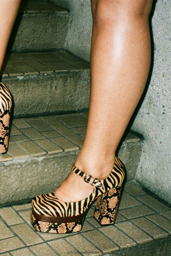 mujer Jeffrey Campbell chillin-f beige cebra multi PHXV4X1279 bomba de plataforma