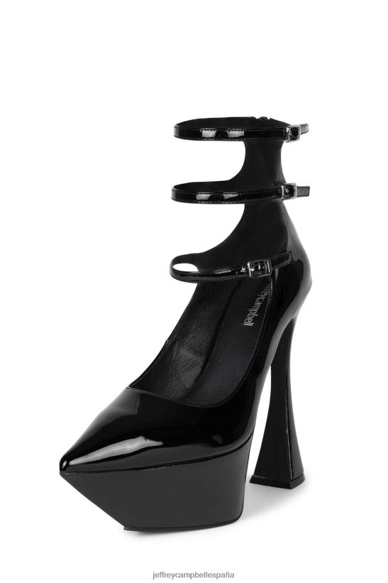mujer Jeffrey Campbell espionaje charol negro PHXV4X1311 bomba de plataforma