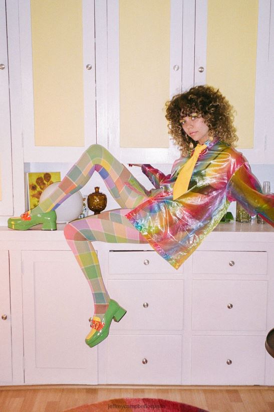 mujer Jeffrey Campbell estudiante-2 combo verde amarillo naranja pat PHXV4X1265 bomba de plataforma