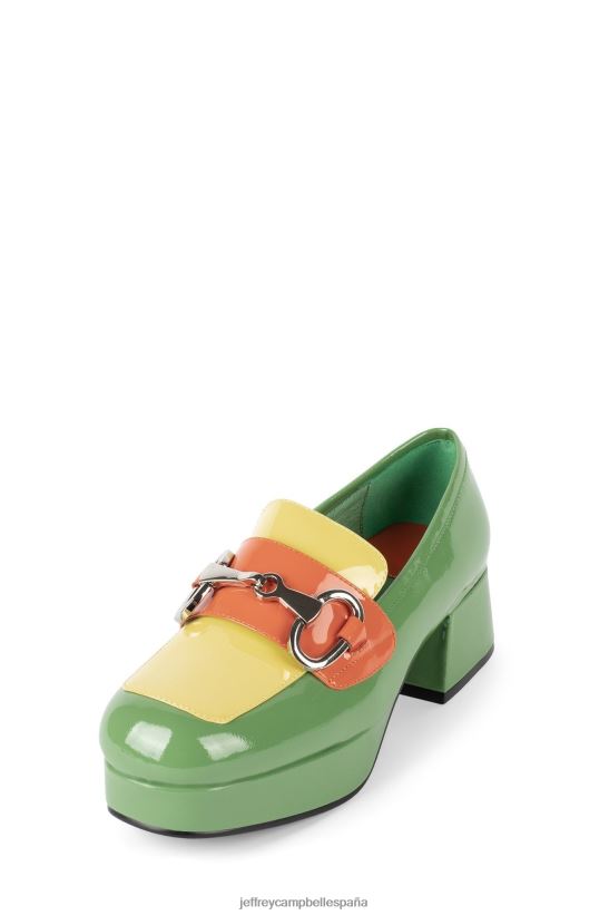 mujer Jeffrey Campbell estudiante-2 combo verde amarillo naranja pat PHXV4X1265 bomba de plataforma