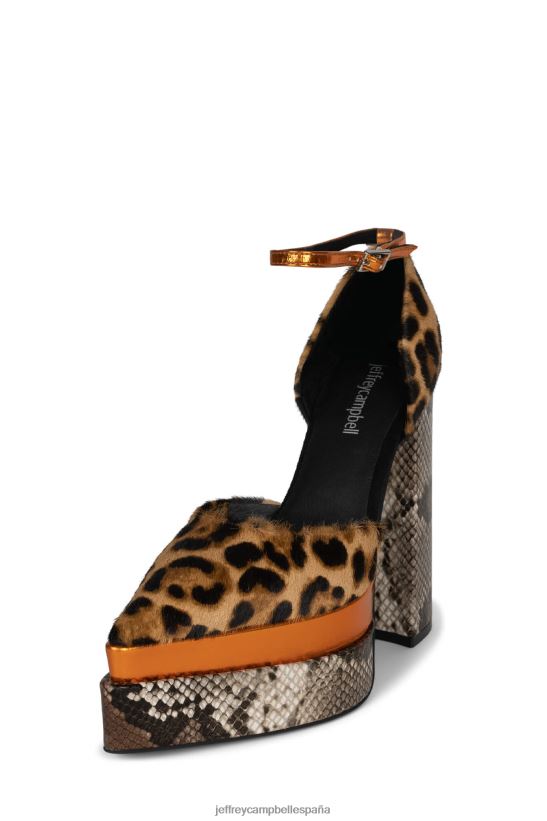 mujer Jeffrey Campbell hechizonu-f combo animal print naranja PHXV4X1288 bomba de plataforma