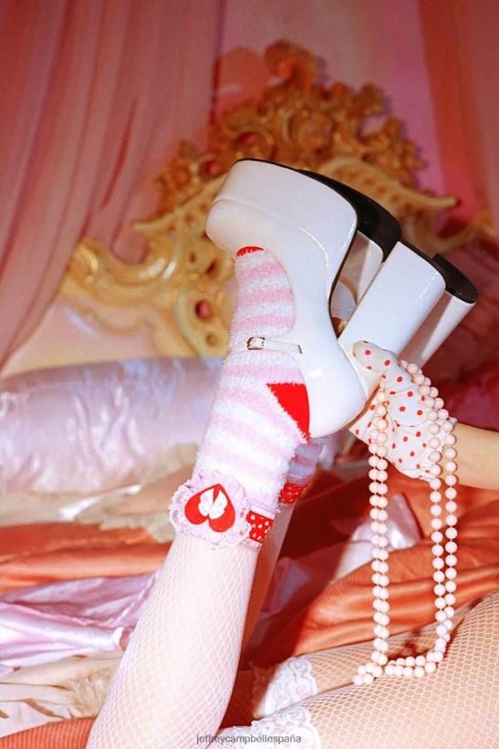 mujer Jeffrey Campbell mary-j charol marfil arrugado PHXV4X1282 bomba de plataforma