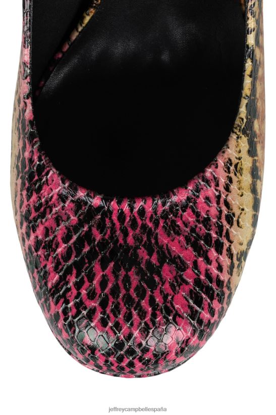 mujer Jeffrey Campbell okurr combo de serpiente naranja fucsia PHXV4X1299 bomba de plataforma