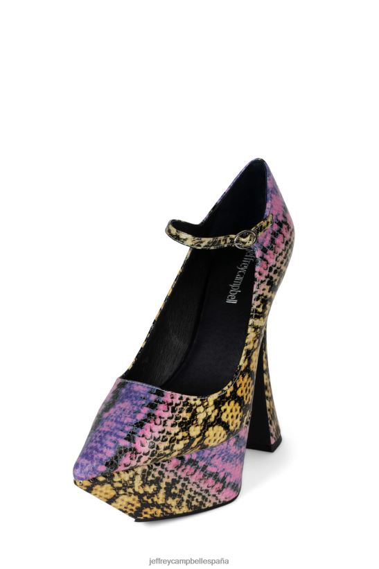 mujer Jeffrey Campbell siouxsie-m serpiente amarilla morada PHXV4X1289 bomba de plataforma