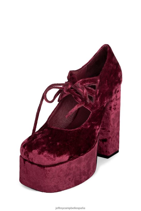 mujer Jeffrey Campbell yara terciopelo rojo triturado PHXV4X1296 bomba de plataforma