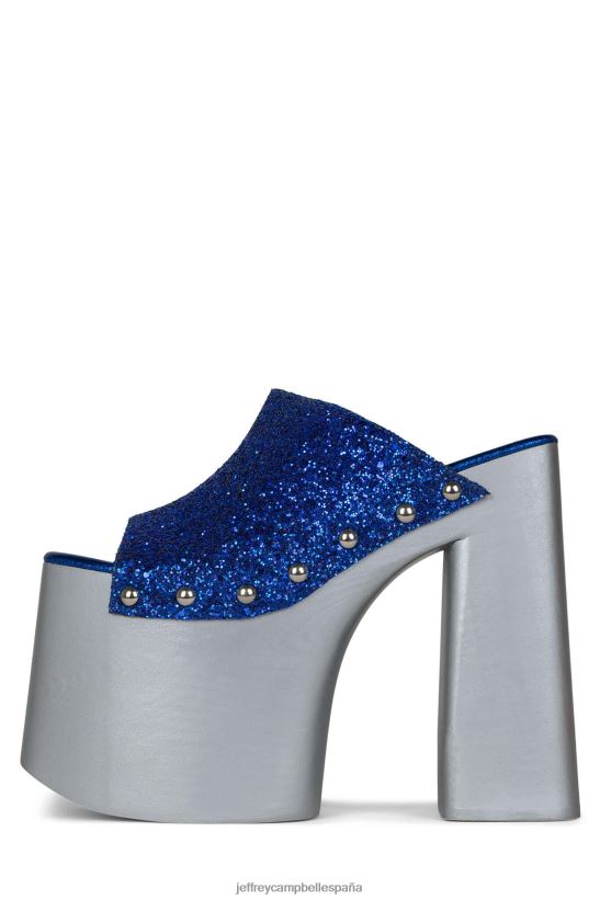 mujer Jeffrey Campbell 2-alto plata brillo azul PHXV4X1095 sandalia plataforma