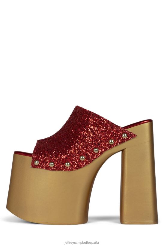 mujer Jeffrey Campbell 2-alto rojo brillo dorado PHXV4X1096 sandalia plataforma