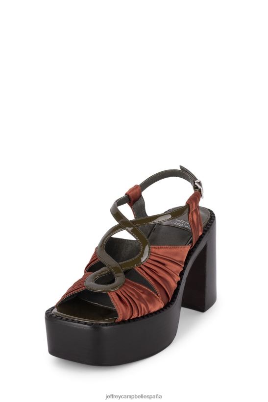 mujer Jeffrey Campbell Espectáculo de rock caqui satinado oxidado PHXV4X1162 sandalia plataforma