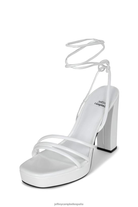 mujer Jeffrey Campbell Presecco charol arrugado blanco PHXV4X1218 sandalia plataforma