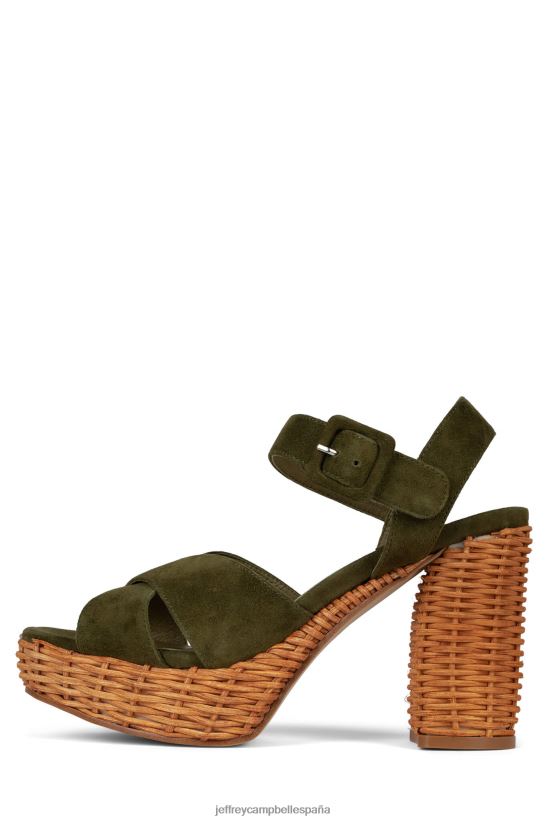 mujer Jeffrey Campbell amma-2w ante verde oliva PHXV4X1098 sandalia plataforma