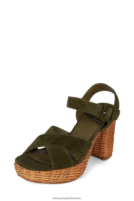 mujer Jeffrey Campbell amma-2w ante verde oliva PHXV4X1098 sandalia plataforma