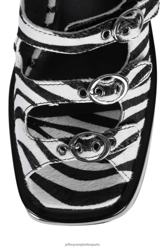 mujer Jeffrey Campbell ancho-f negro blanco cebra plata PHXV4X224 sandalia plataforma