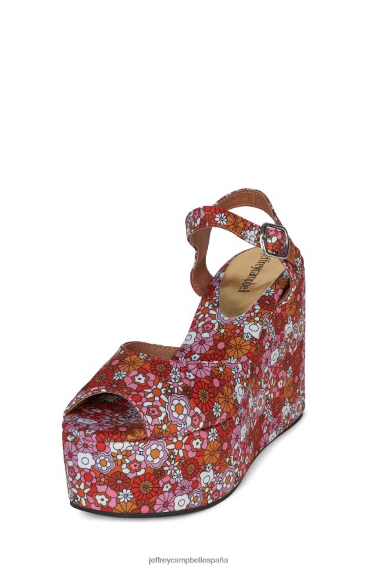 mujer Jeffrey Campbell aturdimiento rojo rosa multi floral PHXV4X964 sandalia plataforma