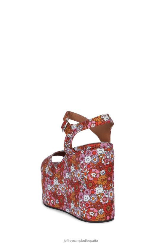 mujer Jeffrey Campbell aturdimiento rojo rosa multi floral PHXV4X964 sandalia plataforma