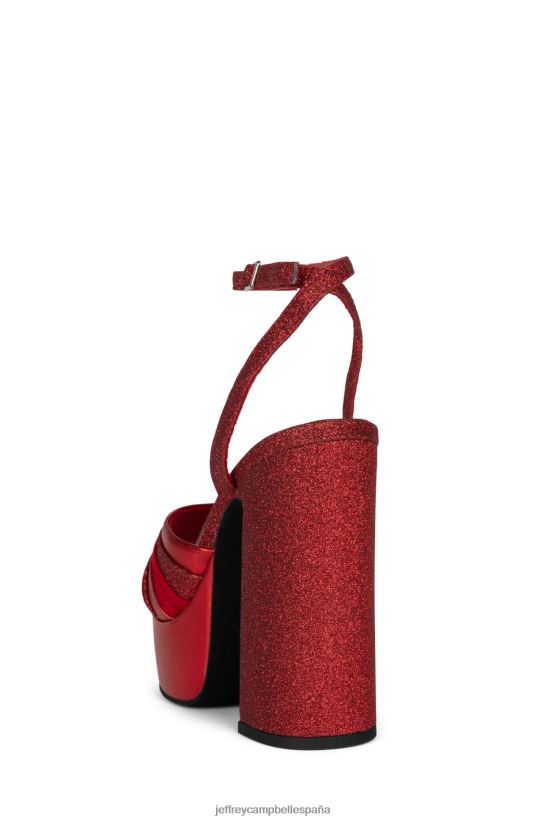 mujer Jeffrey Campbell boogie-abajo combinación de purpurina roja PHXV4X1044 sandalia plataforma