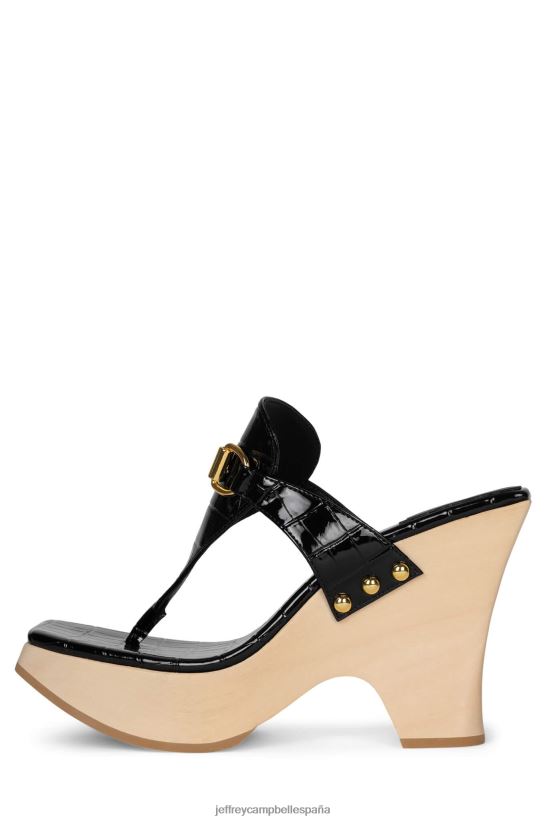 mujer Jeffrey Campbell brumoso croco negro dorado PHXV4X974 sandalia plataforma