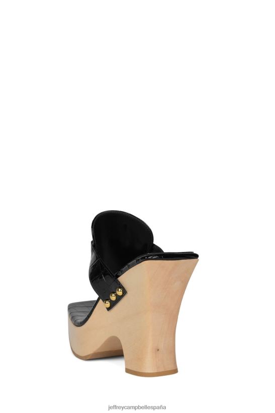mujer Jeffrey Campbell brumoso croco negro dorado PHXV4X974 sandalia plataforma
