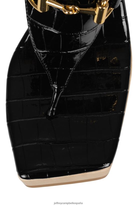 mujer Jeffrey Campbell brumoso croco negro dorado PHXV4X974 sandalia plataforma