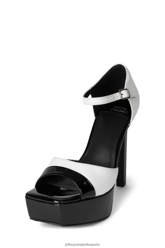 mujer Jeffrey Campbell elevando charol negro blanco PHXV4X940 sandalia plataforma