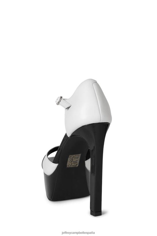 mujer Jeffrey Campbell elevando charol negro blanco PHXV4X940 sandalia plataforma
