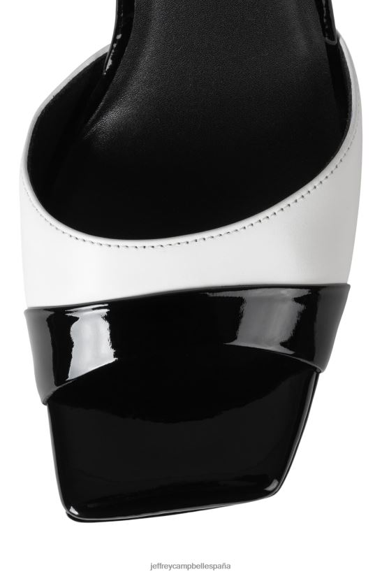 mujer Jeffrey Campbell elevando charol negro blanco PHXV4X940 sandalia plataforma
