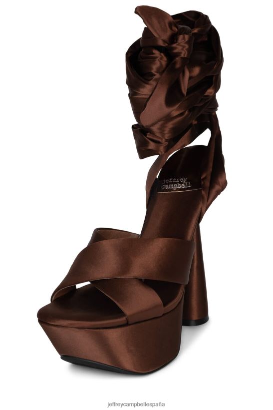 mujer Jeffrey Campbell ferozmente marrón dorado satinado PHXV4X1028 sandalia plataforma