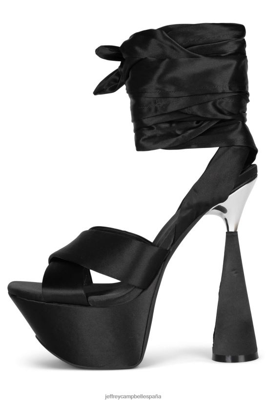 mujer Jeffrey Campbell ferozmente satén negro PHXV4X1027 sandalia plataforma