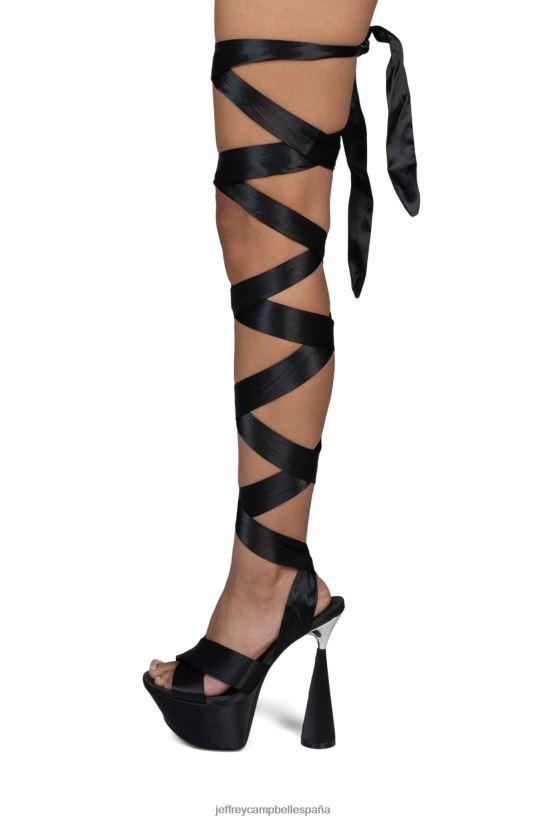 mujer Jeffrey Campbell ferozmente satén negro PHXV4X1027 sandalia plataforma