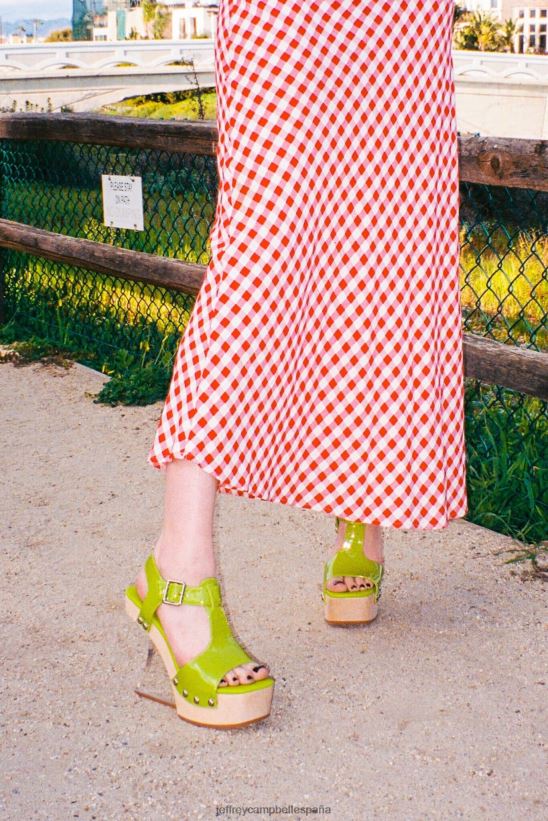 mujer Jeffrey Campbell galería charol verde plata PHXV4X944 sandalia plataforma