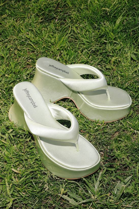 mujer Jeffrey Campbell goteando satén de salvia PHXV4X36 sandalia plataforma