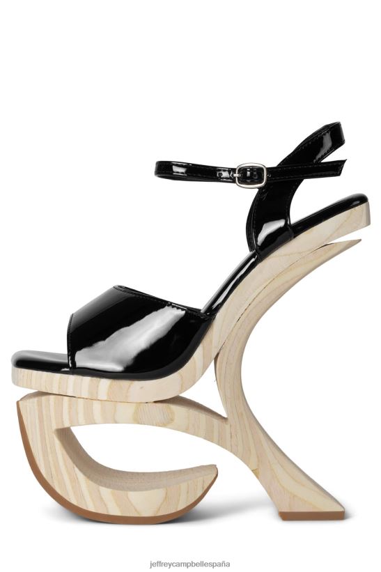 mujer Jeffrey Campbell intuitivo charol negro PHXV4X919 sandalia plataforma