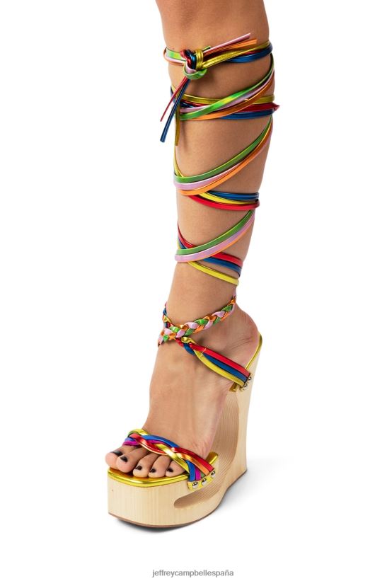 mujer Jeffrey Campbell laberintos oro brillante multi PHXV4X955 sandalia plataforma