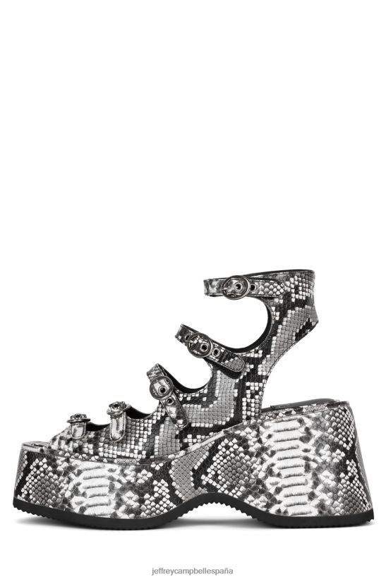 mujer Jeffrey Campbell longitud de onda serpiente negra gris PHXV4X225 sandalia plataforma