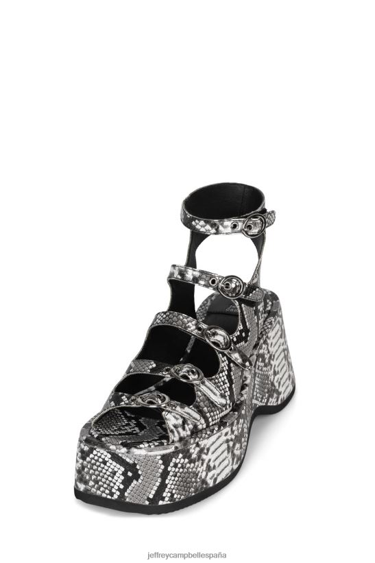 mujer Jeffrey Campbell longitud de onda serpiente negra gris PHXV4X225 sandalia plataforma