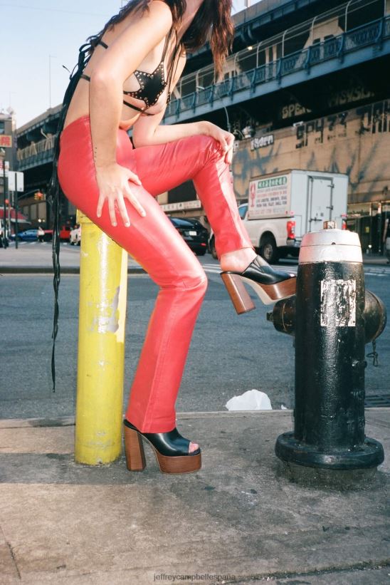 mujer Jeffrey Campbell luna-luv pila de esmalte negro bronceado PHXV4X1222 sandalia plataforma