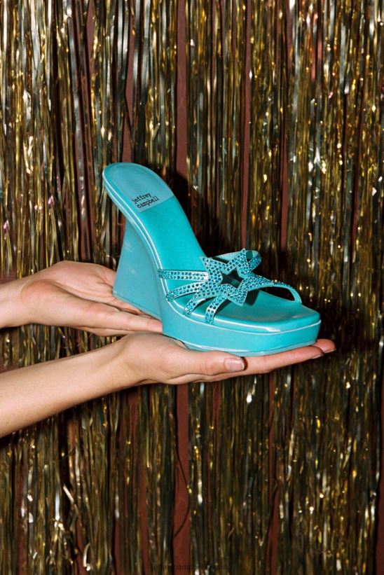 mujer Jeffrey Campbell megaestrella azul satinado azul PHXV4X987 sandalia plataforma