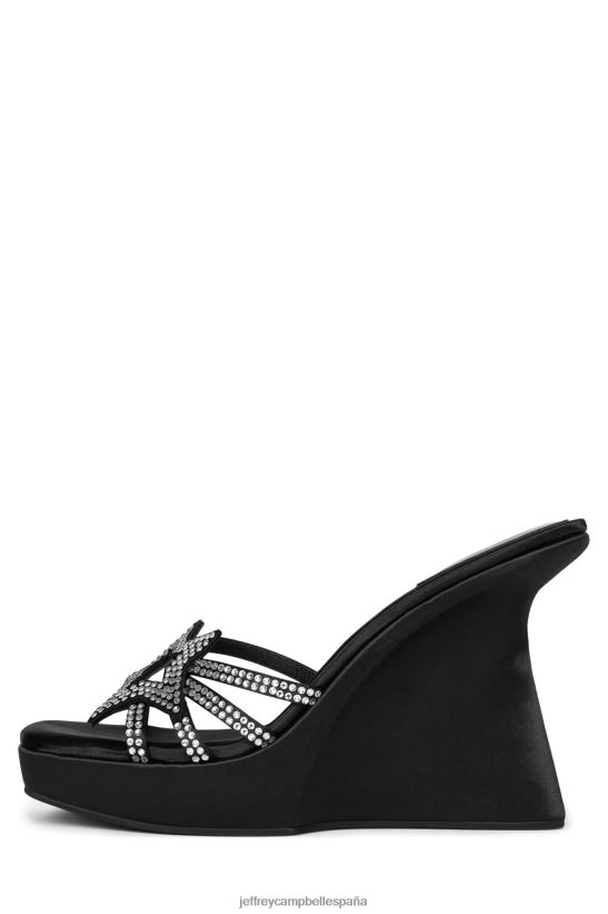 mujer Jeffrey Campbell megaestrella plata satinada negra PHXV4X984 sandalia plataforma
